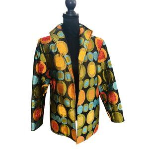 Painted Pony Multicolor Abstract Artsy Office Open Cardigan Blazer Womens M